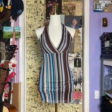 Striped Halter Bodycon Mini Dress—NWTs