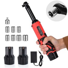 Extended Cordless Electric Ratchet Wrench, 3/8" 45 Ft-lbs 320 RPM 12V Long Reach