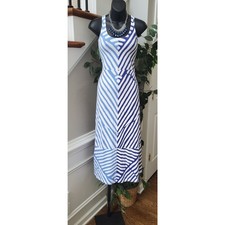 LOFT Womens Blue White Striped Round Neck Sleeveless Long Maxi Dress Size PXS