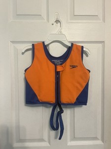 Speedo Swim Training Vest Zippered Adjustable Strap 4-6 Years Orange & Blue