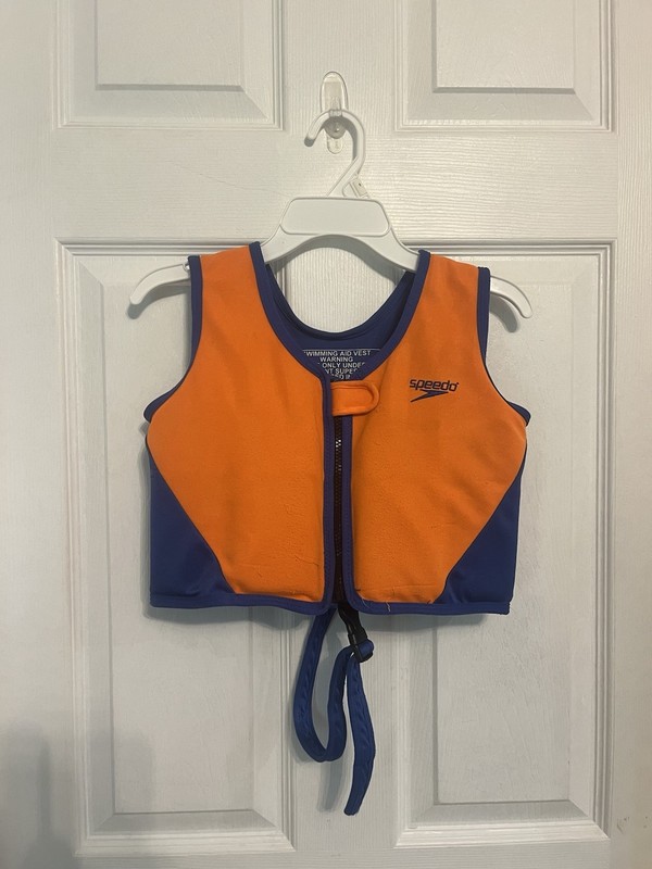Speedo Swim Training Vest Zippered Adjustable Strap 4-6 Years Orange & Blue