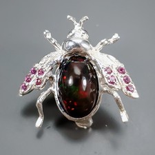 Handmade 3 ct+ Natural Black Opal Brooch 925 Sterling Silver  /NB31451