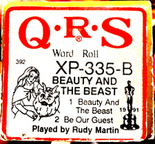 QRS Word Roll Disney's BEAUTY AND THE BEAST Martin XP-335-B Player Piano Roll