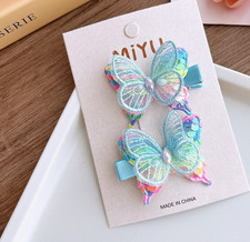 5 sets different color 10piece Sheer Mesh Butterfly Side Hair Clips - Gradient