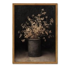 Framed Vintage Floral Wall Art, Rustic Dark Moody Flower 16"L x 12"W Dark-2