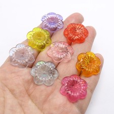 50 Mixed Transparent Colour Acrylic Flower Beads Cap 22mm Center Hole Beads