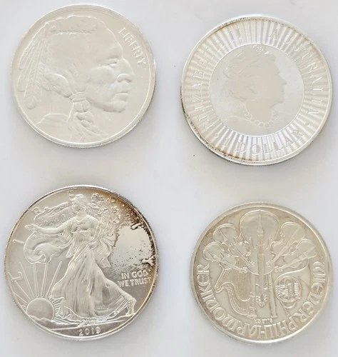 4 OZT Silver Round Collectors LOT American Eagle, BUFFALO, Osterreich, Kangaroo