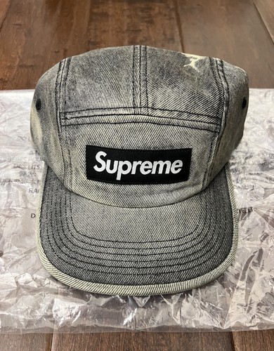 Supreme FW25 Cotton Denim Camp Cap Light Washed Black One Size New IN HAND