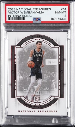 2023 NATIONAL TREASURES INTL #14 VICTOR WEMBANYAMA 3/33 PSA 8