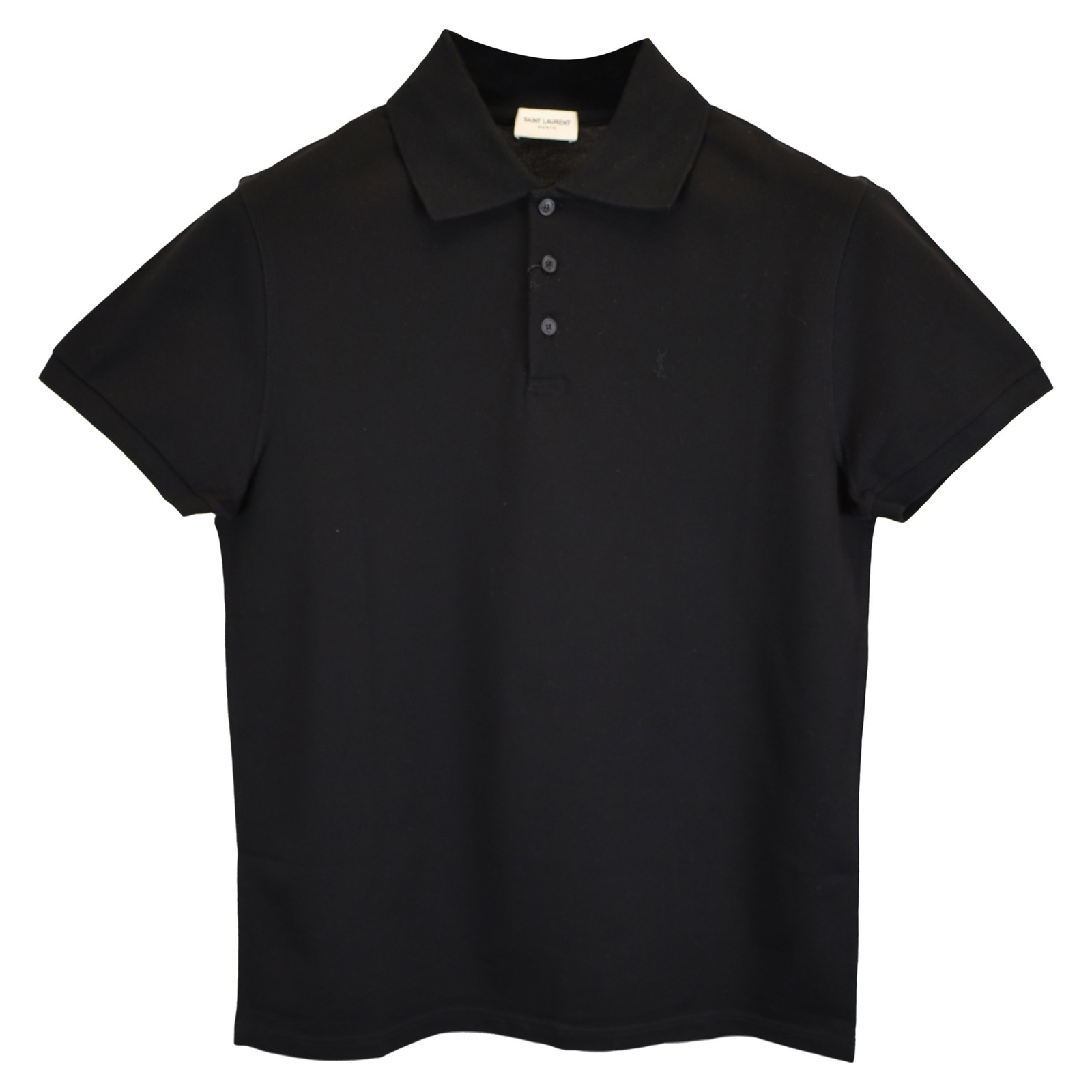 Polo Saint Laurent Paris Cassandre in cotone nero