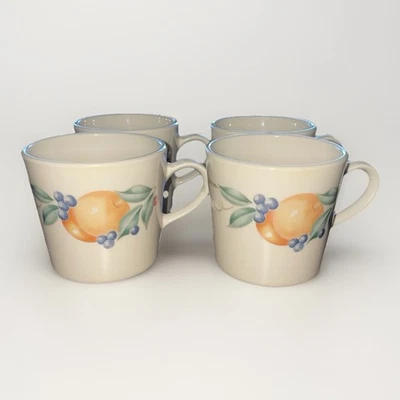 Vintage Corning Ware Fruit Mugs Set 4 Coffee Cups Corelle Style USA - image 1 of 4