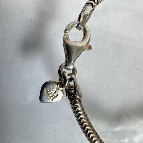 Charmed Memories Sterling Silver Snake Coiled Charm Bead Bracelet Lobster 7.5" - Picture 2 of 7