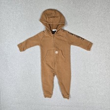 Carhartt Toddler Coveralls 18M Brown Fleece Logo Zipper Hooded