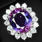 Striking Lavender Violet Sapphire 9.15Ct 925 Sterling Silver White Gold Rings