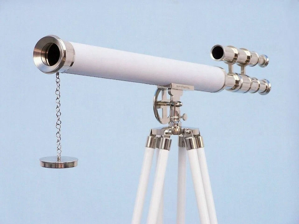 64" Admiral's Chrome with White Leather Griffith Telescope, Cyber Monday Gift - Image 2 of 4