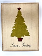 Seasons Greetings Christmas Tree CANVAS WALL ART Picture Print 14.25" x 11"