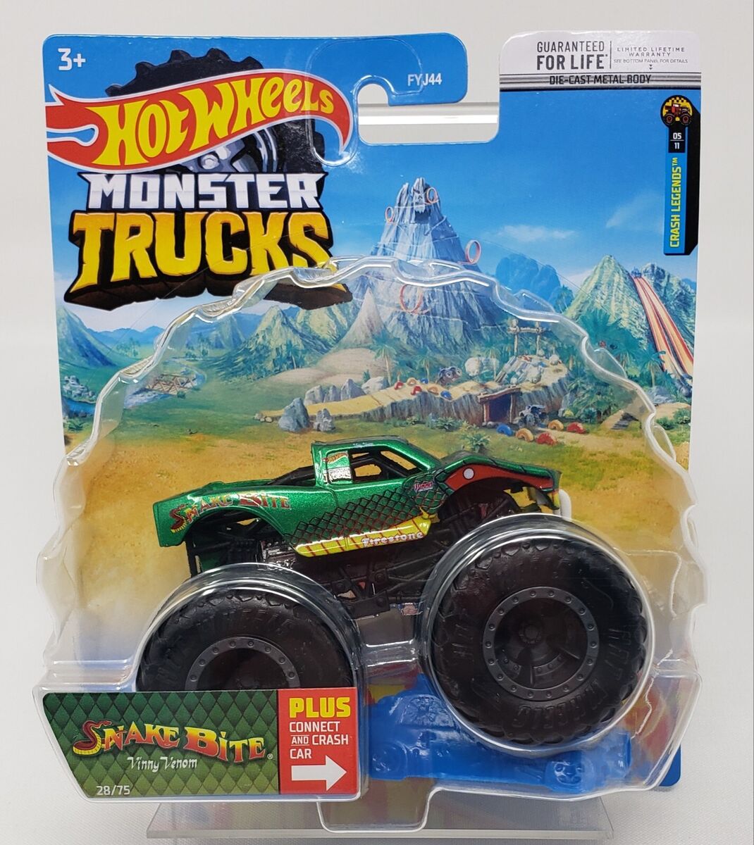 Hot Wheels Monster Trucks 1:64 Scale Vehicle - Snake Bite Vinny Venom