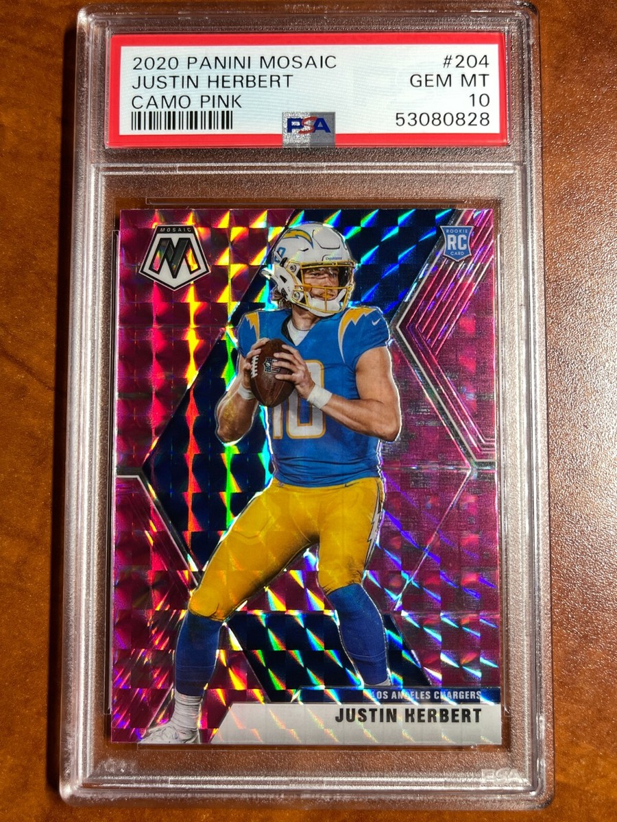 🔥 Justin Herbert Rookie 2020 Mosaic Camo Pink PRIZM rc PSA