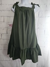 Shein Curve Olive Green Sleeveless Sundress Plus 4XL Tie Shoulder Ruffle Hemline