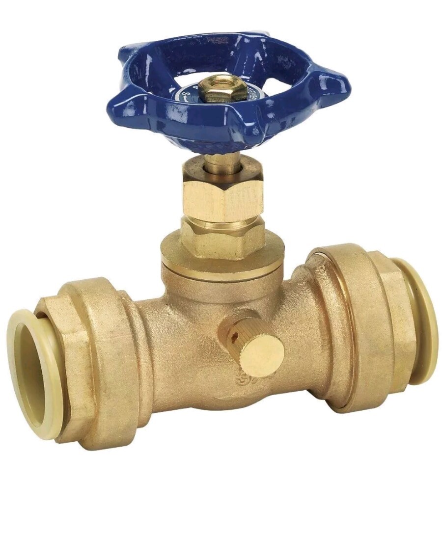 1/2 in. Stop Waste Gate Valve Brass Push Fit Connect Water Pipe Copper PEX CPVC