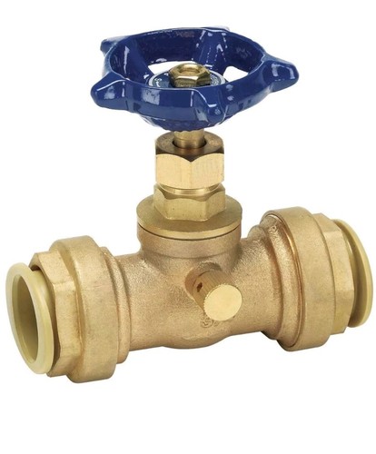1/2 in. Stop Waste Gate Valve Brass Push Fit Connect Water Pipe Copper PEX CPVC