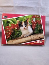 Rose Art Prestige 1000 Piece Jigsaw Puzzle "Fancy Face" Cat Kitten Flowers