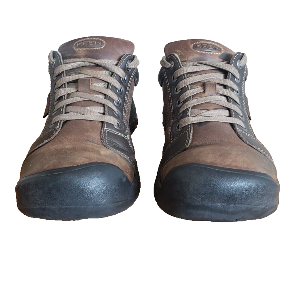 Scarpe basse uomo KEEN Austin bassa altezza pelle marrone Oxford taglia 12 passeggio escursionismo