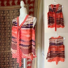 Signature Studio Women's Layers flowy Blouse Top Size Small Boho