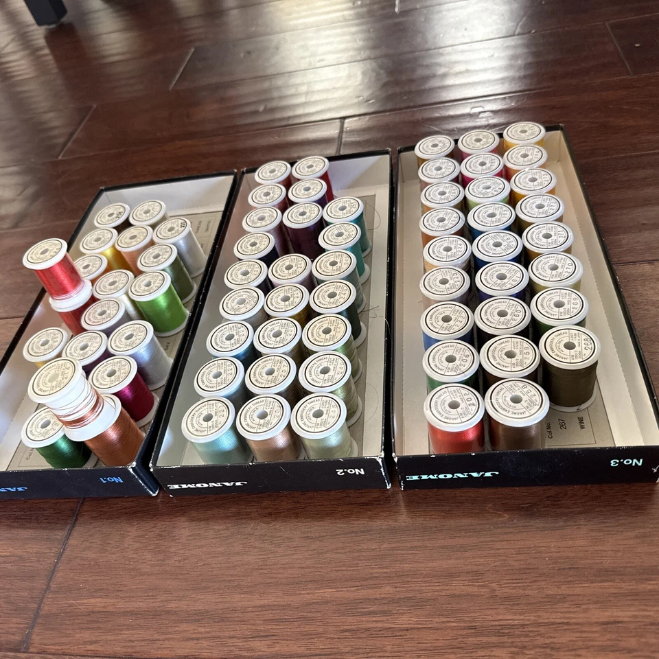 🧵VTG Janome Embroidery Thread Spools Boxes No 1, 2 AND 3 Japan New Home Sewing - Image 4 of 4