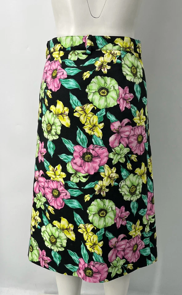 Falda midi Balenciaga 2019 ALTERADA denim con estampado floral línea A talla 38/L Foto 4 de 4