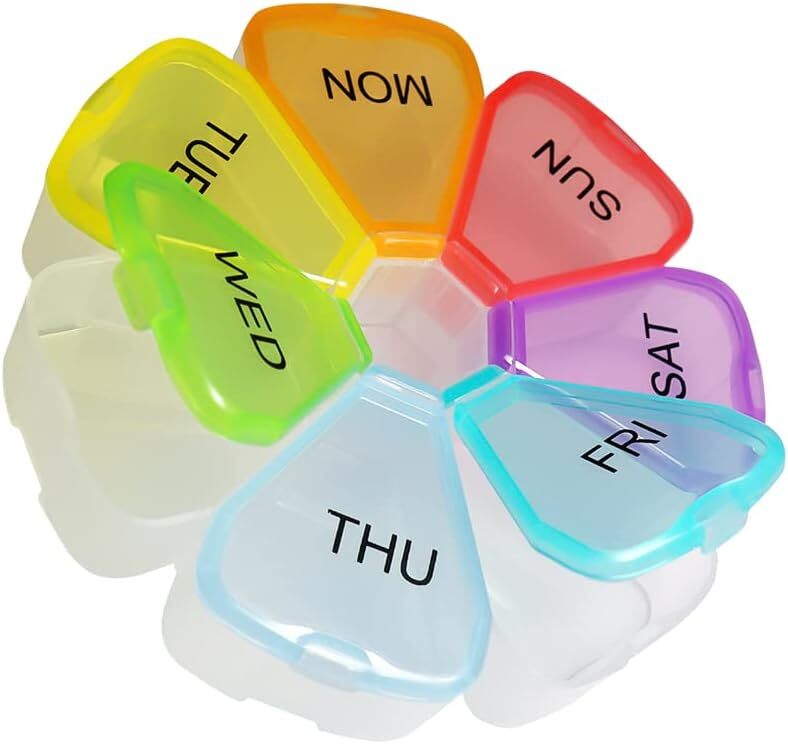 Weekly Pill Organizer, Medicine 7 Day Holder, 1pcs Colorful-image
