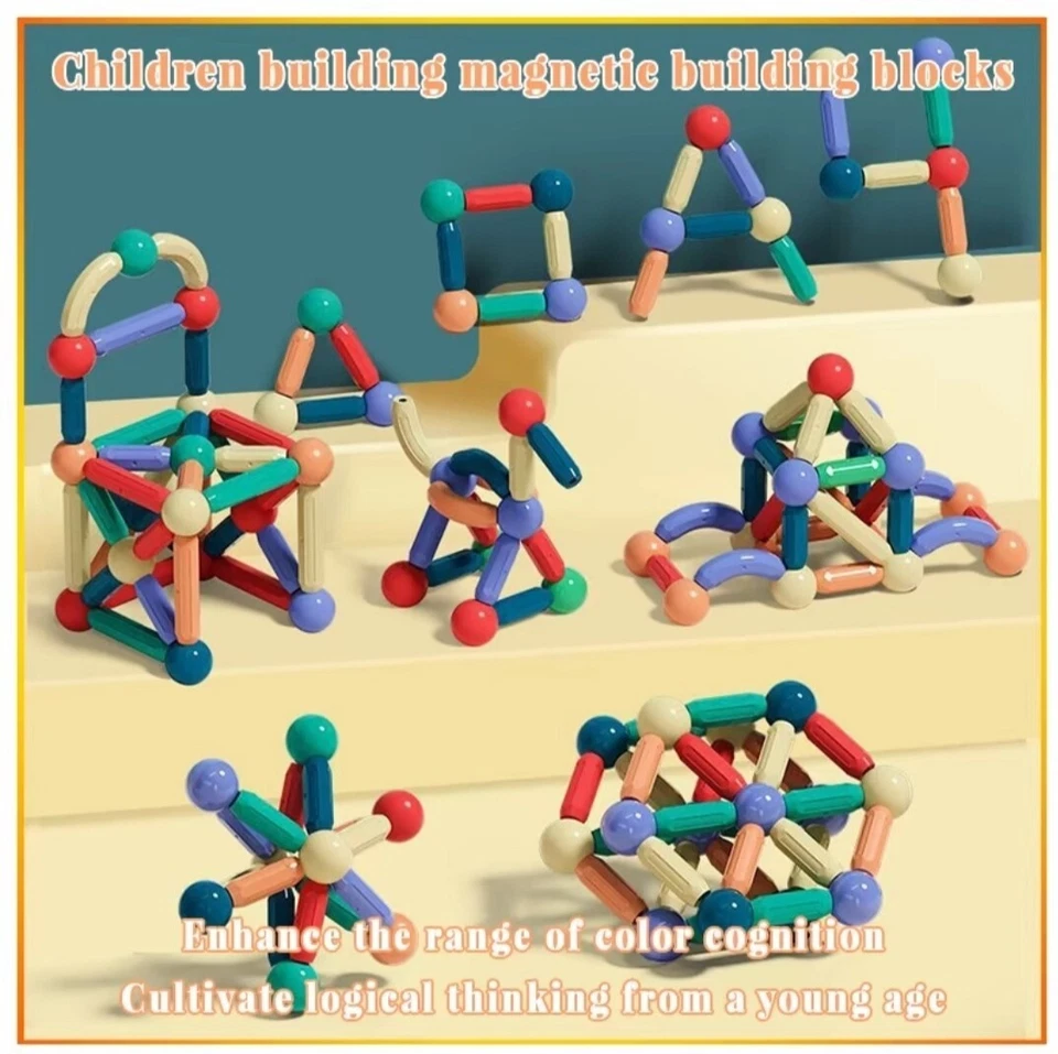 Kids Toy Magnetic Stick Balls 3D Geometry Toy Building Blocks Toy 108pcs  - Image 4 of 4