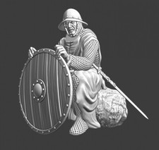 Northern Crusades Miniatures Medieval Infantry Warrior Foot Sergeant Resting 3D