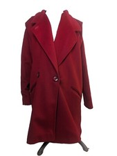 Ashley Scott Womens Red 100 Wool Long Coat Jacket Lined Vintage Made in USA M