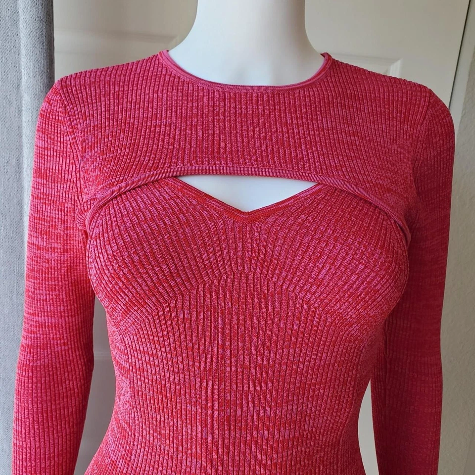 Shoshanna Janet Pink Long Sleeve Mini Knit Dress Size XS - Image 3 of 4
