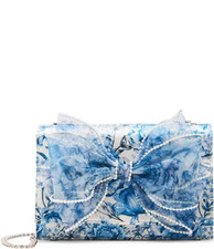 Betsey Johnson Kitsch Blue Pearl Trimmed Bow Crossbody Bag New Sealed