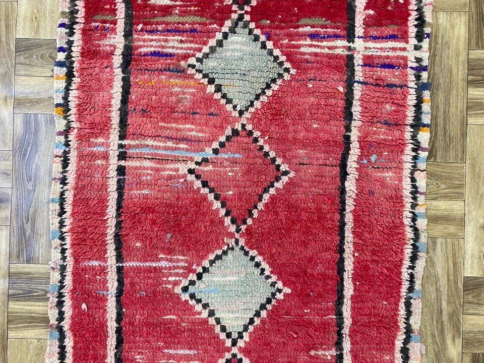 Vintage Runner Rug,Contemporary Area Rug,Solid Wool Rug,Red Matdoor Rug,2'7x8'ft - Image 3 of 4