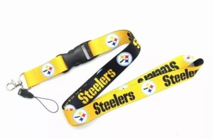 Aminco Portachiavi E Cordino NFL Pittsburgh Steelers – Nero – Con Clip Di Sicurezza