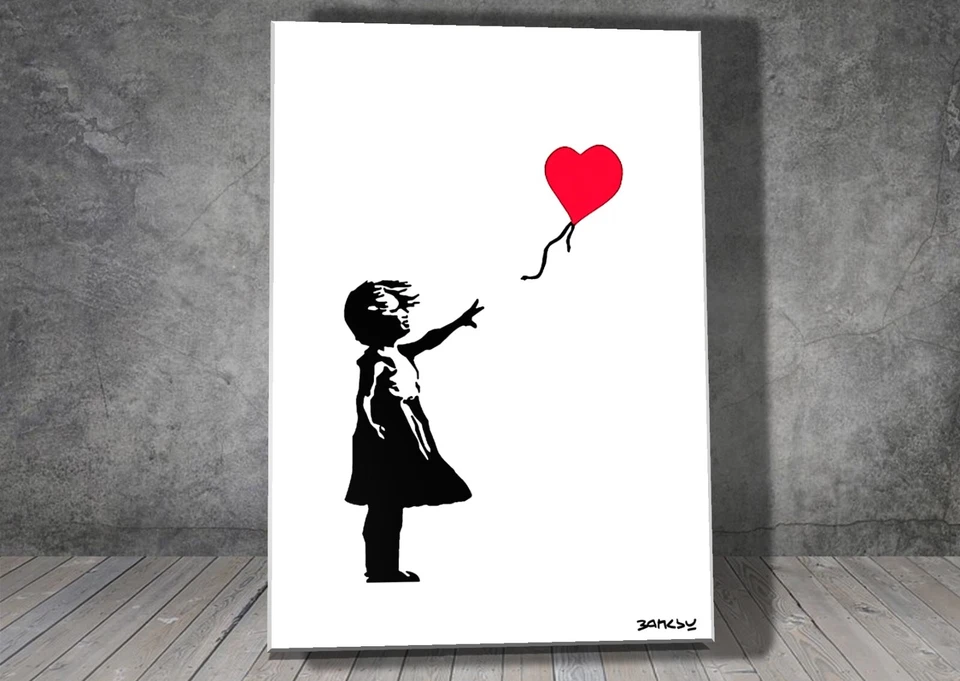 Banksy BANKSY GIRL WITH RED HEART BALLOON Graffiti  CANVAS STREET ART WALL  1080