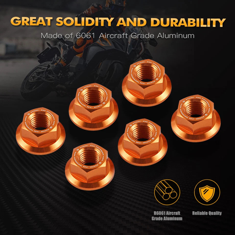 Juego de 6 tuercas de piñón de aluminio NiceCNC M10 para KTM 1290 Super Duke R 2014-2022 Foto 3 de 4