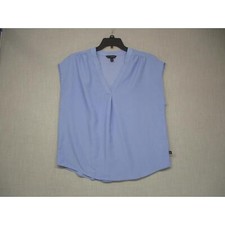Banana Republic Blue Flowy Modern Chic Sleeveless Vneck Blouse Women Size M
