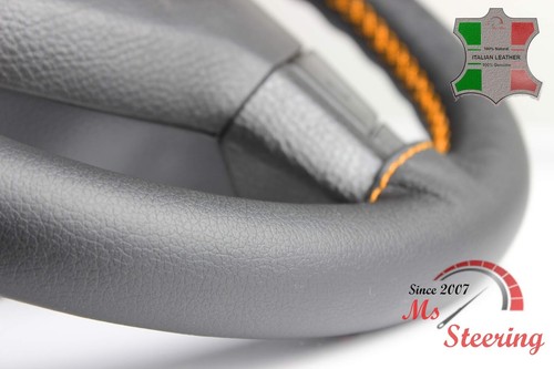 FOR Smart PASSION 13-16 SCHWARZ LEDER LENKRADABDECKUNG ORANGE STIT - Bild 5 von 5