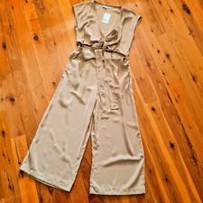 Women's size 12 'EVIE' Gorgeous nude tie front wide leg jumpsuit- BNWT