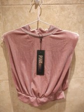 Pink Vanilla Pink Velvet Shoulder Pad Top Sleeveless summer Party Going Out 