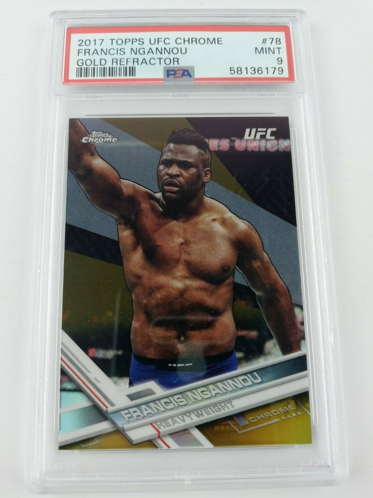 Francis Ngannou Card 2017 Topps UFC Chrome Gold Refractor #39/50 PSA 9 Mint
