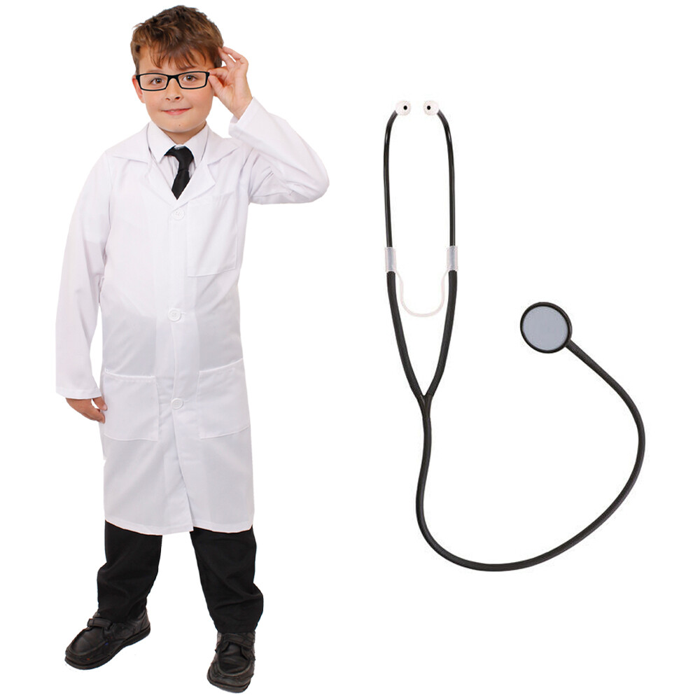 DISFRAZ BATA DE LABORATORIO BLANCA PARA NIÑOS AÑADIR ESTETOSCOPIO NIÑOS MÉDICOS CIENTÍFICOS DISFRAZ ELEGANTE