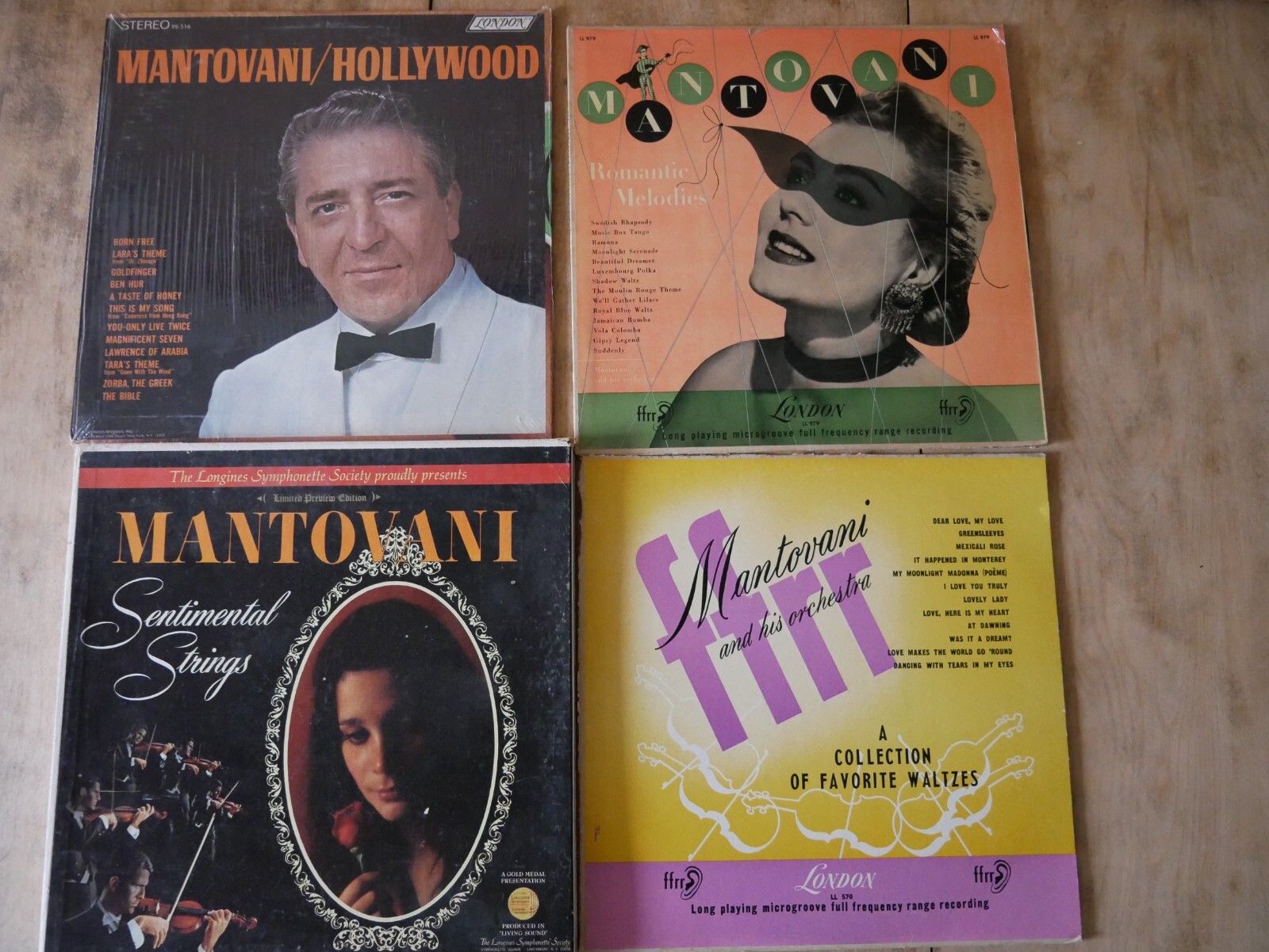 4 Vinyl Records Mantovani Hollywood Sentimental Strings Waltzes LPS Lot of 8-image