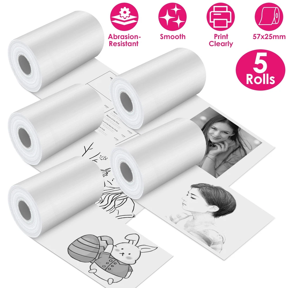 Portable Wireless Thermal Printer for Photo Printing Inkless Pocket Printer with Paper Portable Wireless Thermal Printer for Photo Printing Inkless Pocket Printer with Paper