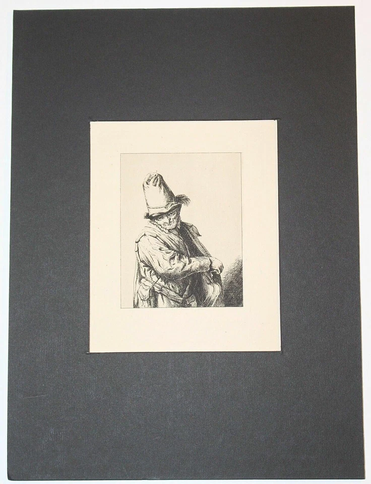 "Le Vielleux, D'Apres Van-Ostade" por Eugene A. Champollion impresionista francés Foto 3 de 4