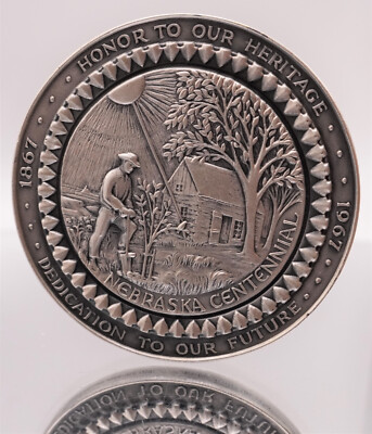 1967 Medalic Arts NY Nebraska Centennial 999+ FINE Silver art bar